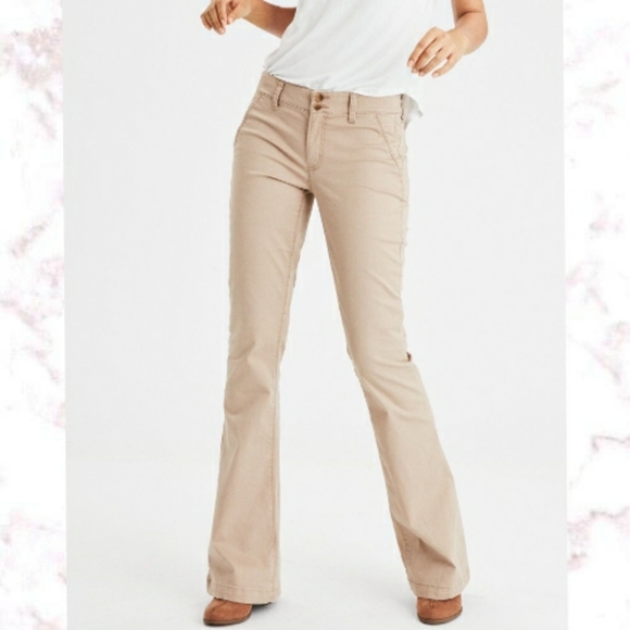 high waisted khaki flare pants